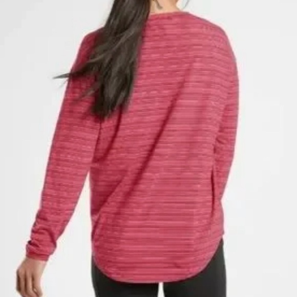 Athleta Women Cloudlight Stratus Pink Striped Top Long Sleeve Pullover Medium - Picture 2 of 8